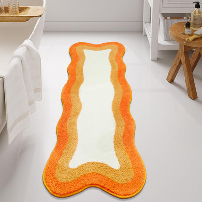HAOCOO Washable Irregular Shape Bathroom Rugs, 18x25 inch Soft Non Slip Gradient Small Bath Mat, Microfiber Absorbent Bathroom Floor Mats Shower Rug for Bathroom Door Mat Sink Tub Shower