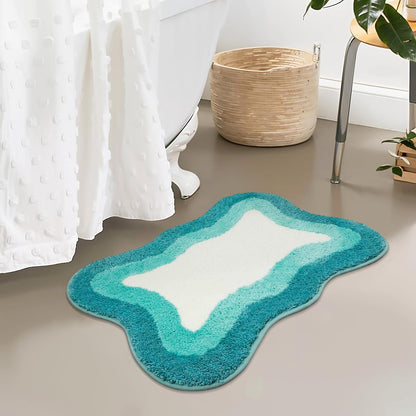 HAOCOO Washable Irregular Shape Bathroom Rugs, 18x25 inch Soft Non Slip Gradient Small Bath Mat, Microfiber Absorbent Bathroom Floor Mats Shower Rug for Bathroom Door Mat Sink Tub Shower