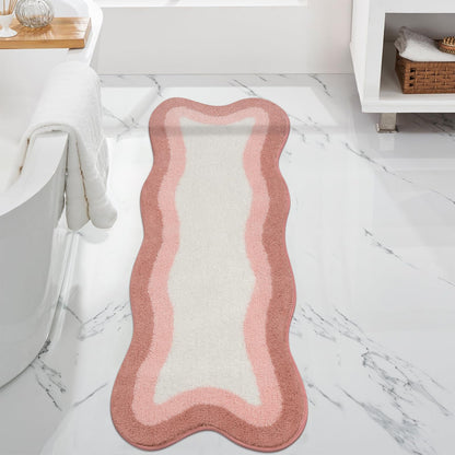 HAOCOO Washable Irregular Shape Bathroom Rugs, 18x25 inch Soft Non Slip Gradient Small Bath Mat, Microfiber Absorbent Bathroom Floor Mats Shower Rug for Bathroom Door Mat Sink Tub Shower