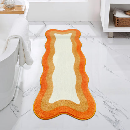 HAOCOO Washable Irregular Shape Bathroom Rugs, 18x25 inch Soft Non Slip Gradient Small Bath Mat, Microfiber Absorbent Bathroom Floor Mats Shower Rug for Bathroom Door Mat Sink Tub Shower