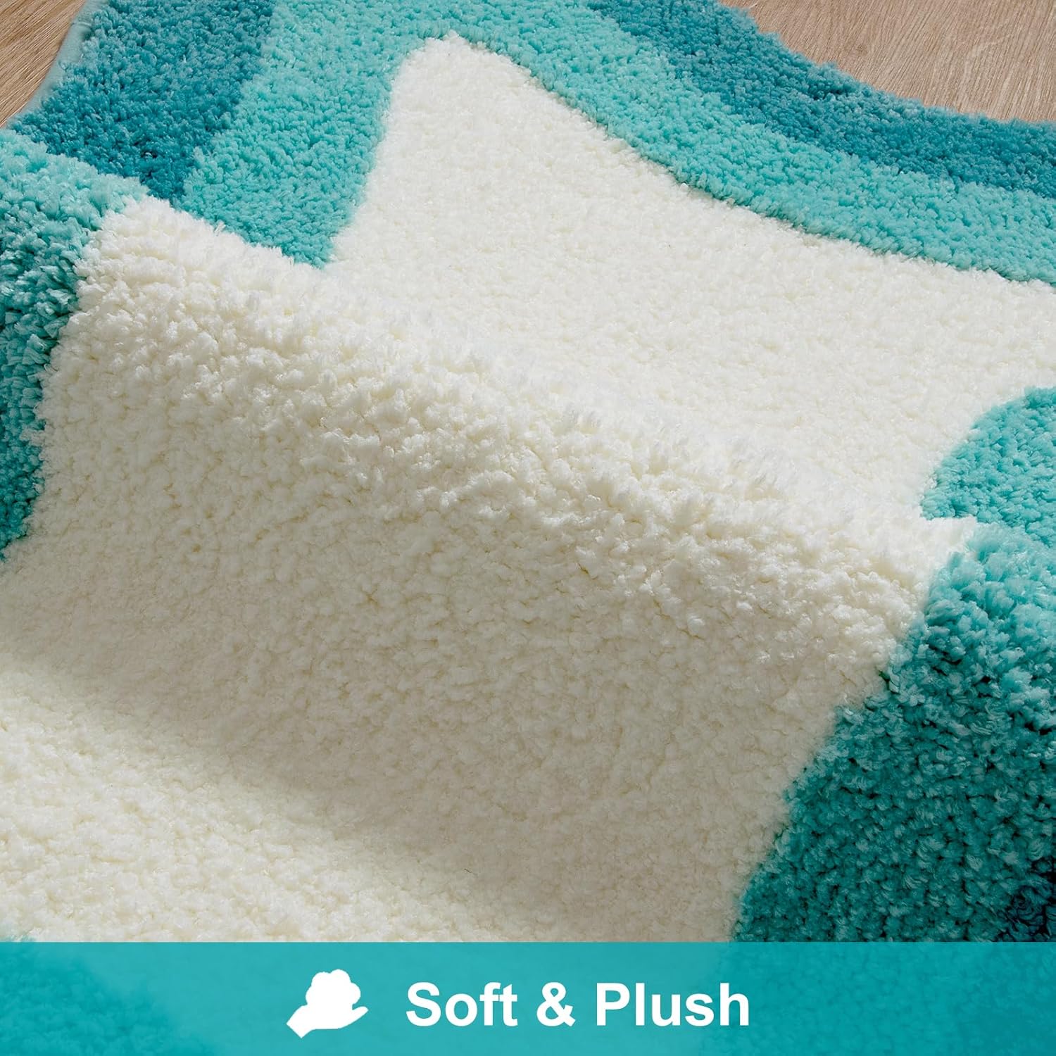 HAOCOO Washable Irregular Shape Bathroom Rugs, 18x25 inch Soft Non Slip Gradient Small Bath Mat, Microfiber Absorbent Bathroom Floor Mats Shower Rug for Bathroom Door Mat Sink Tub Shower